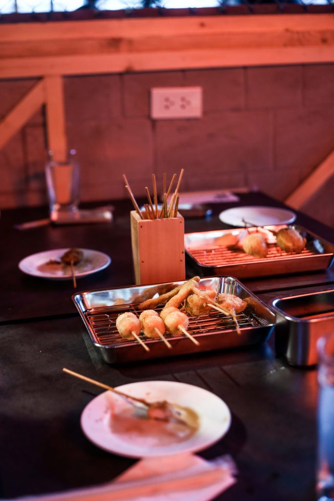 Bamboo containers are also provided for diners to place discarded sticks so that plates will remain free for food only. Talk aboutomotenashi.