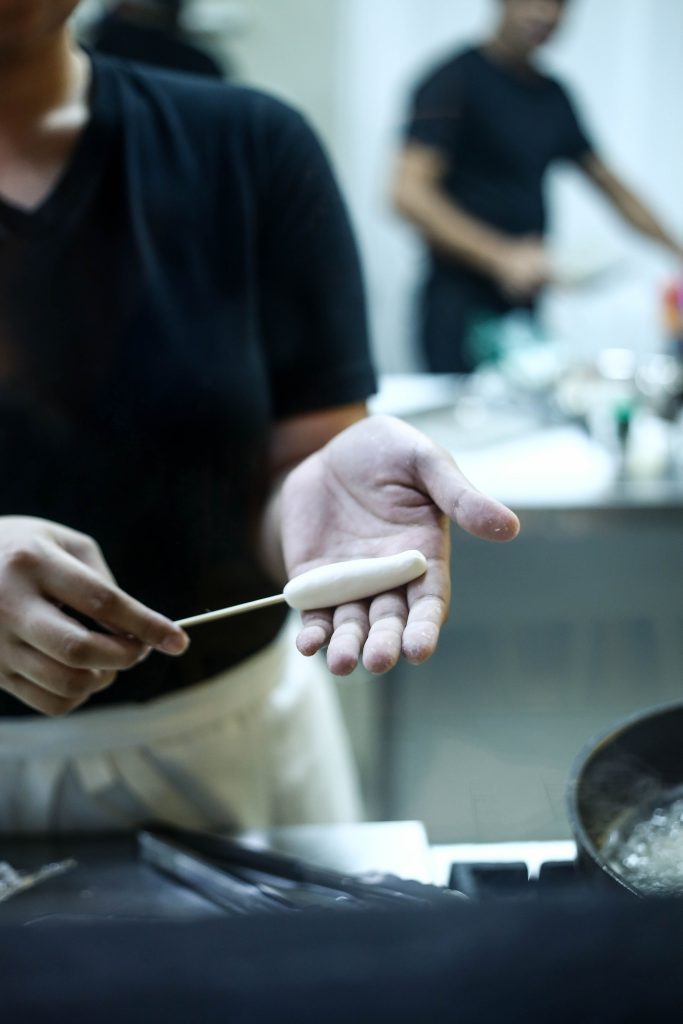 Each stick of kushikatsu is prepared and cooked in-store.