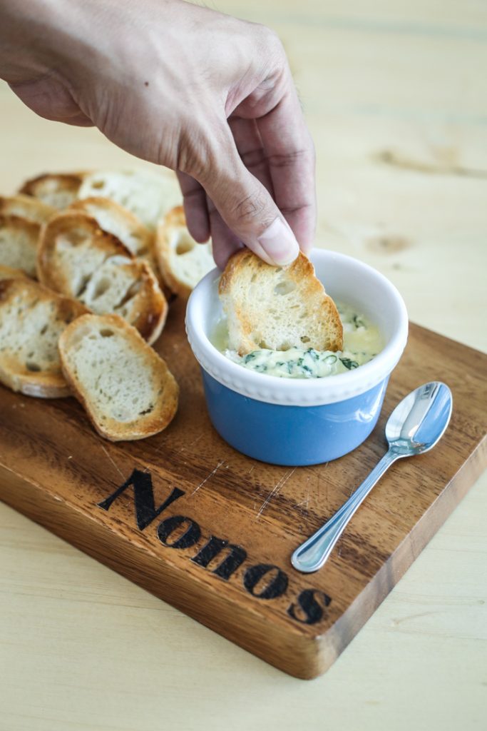 Spinach dip with crostini