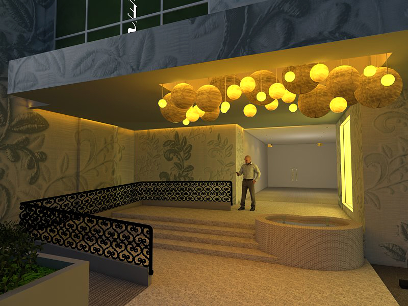 Their design for the entrance of Tesoros focuses on the use of lights.