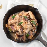 white adobo in a skillet