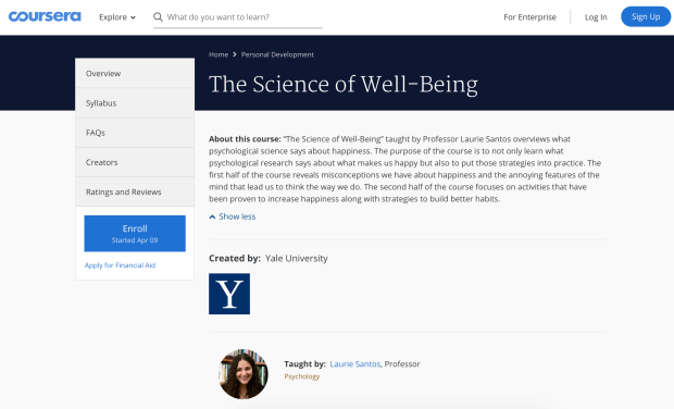 nolisoli happiness yale coursera