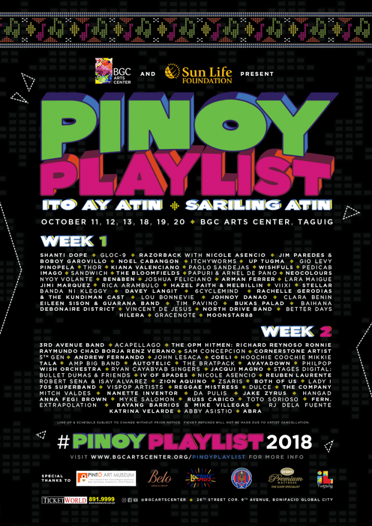 Pinoy Playlist 2018 Line Up