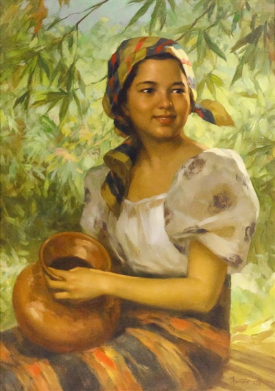 fruit pickers harvesting under the mango tree fernando amorsolo