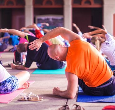 People practicing yoga