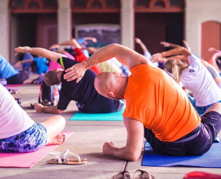 People practicing yoga