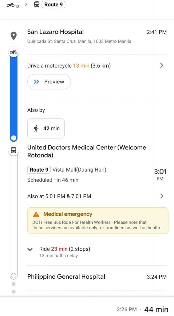 DOTR's free hospital shuttle services is now on Google maps