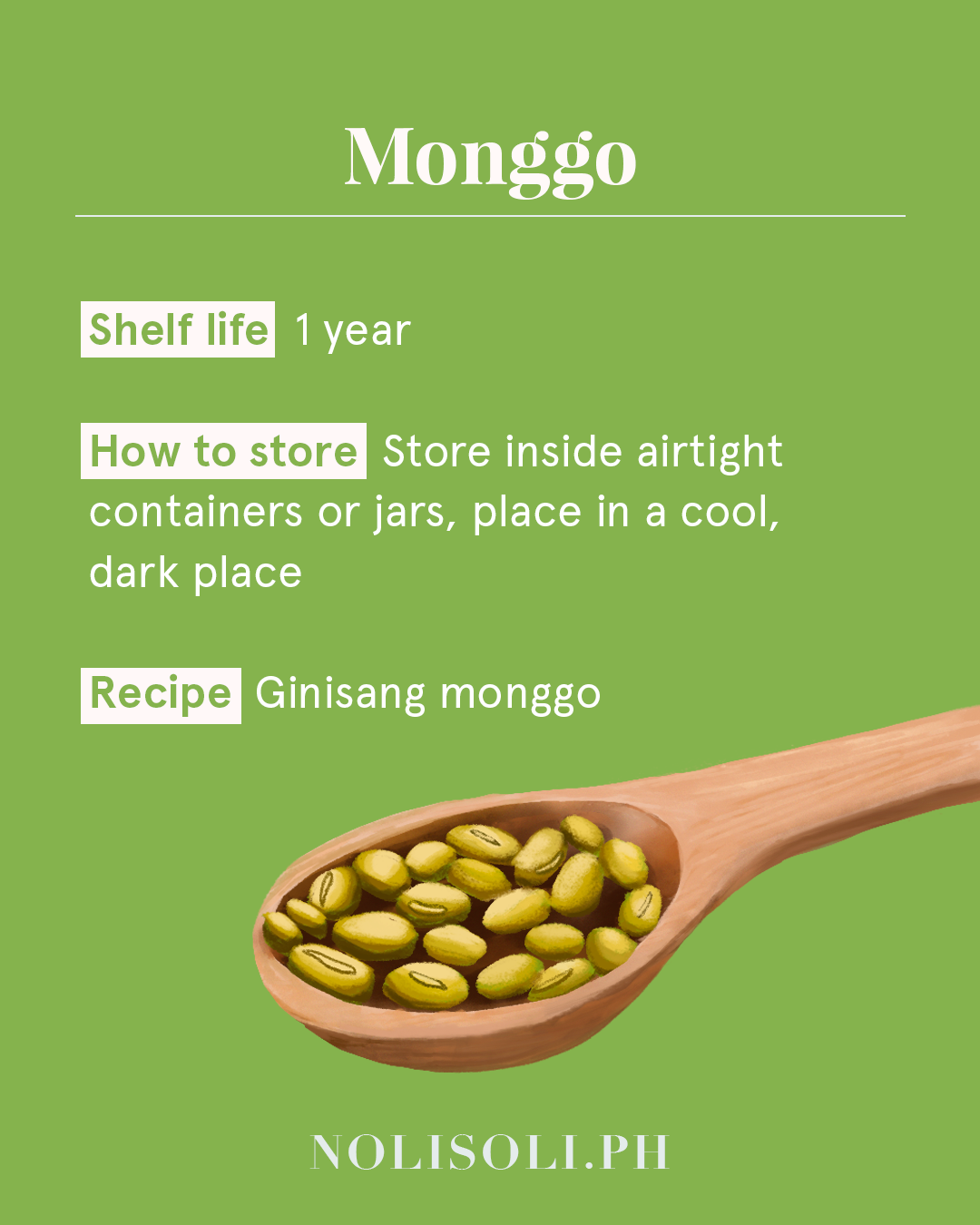 shelf life of dried mung beans