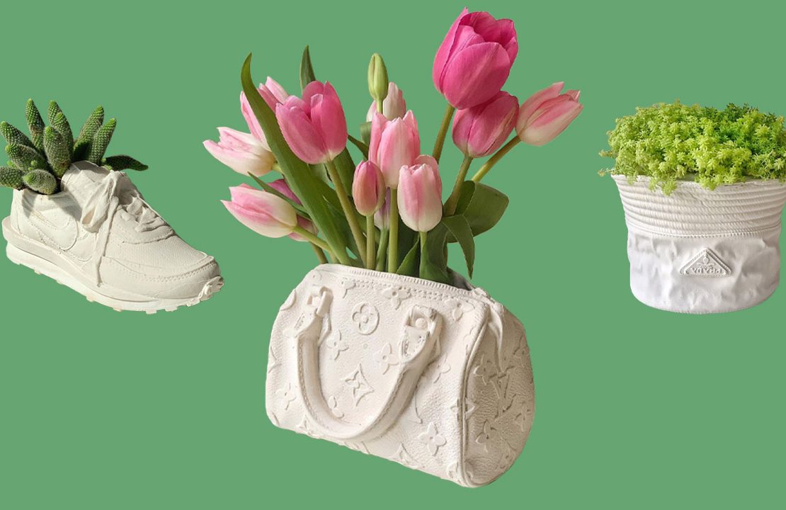 You can pot your plants in LV Speedys and Balenciaga sneakers (kind of) -  NOLISOLI