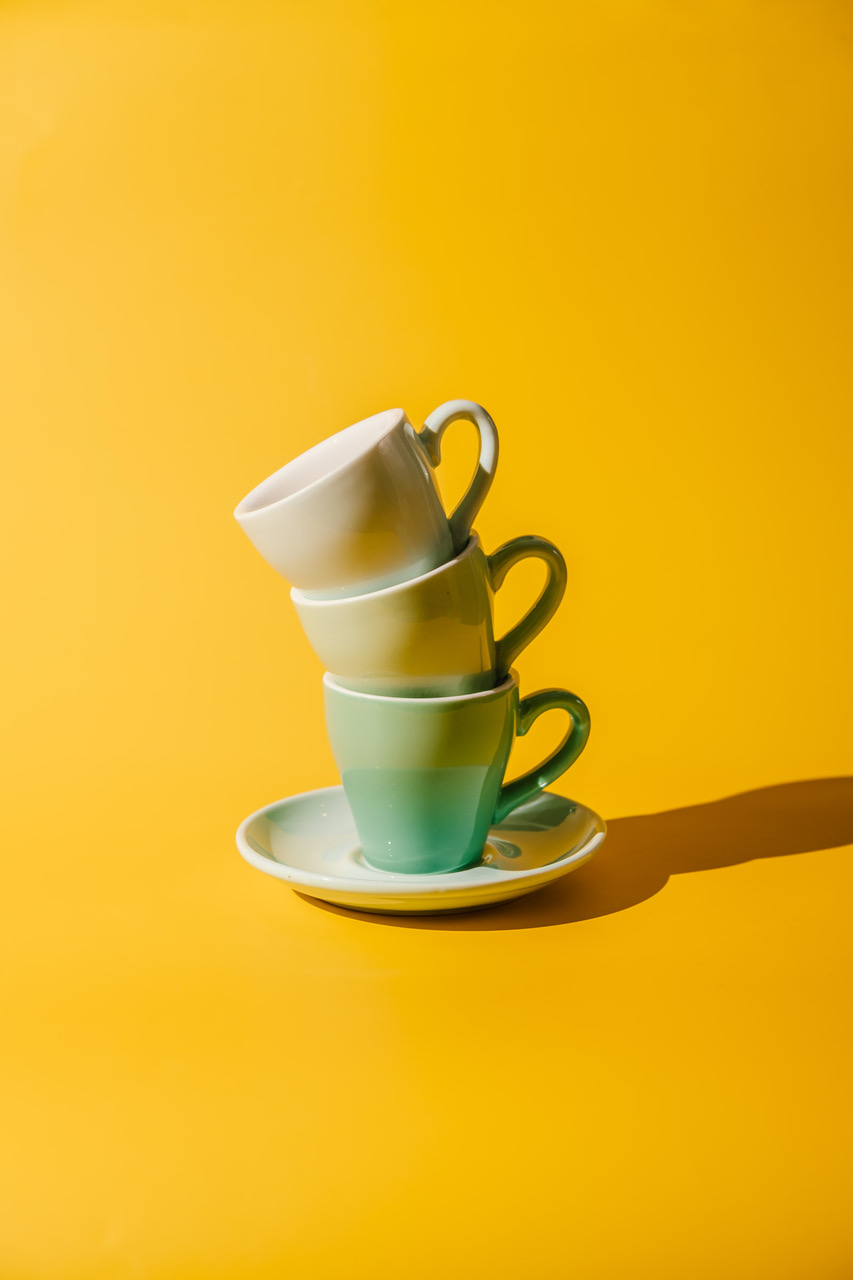 stack of orion espresso cups in shades of green