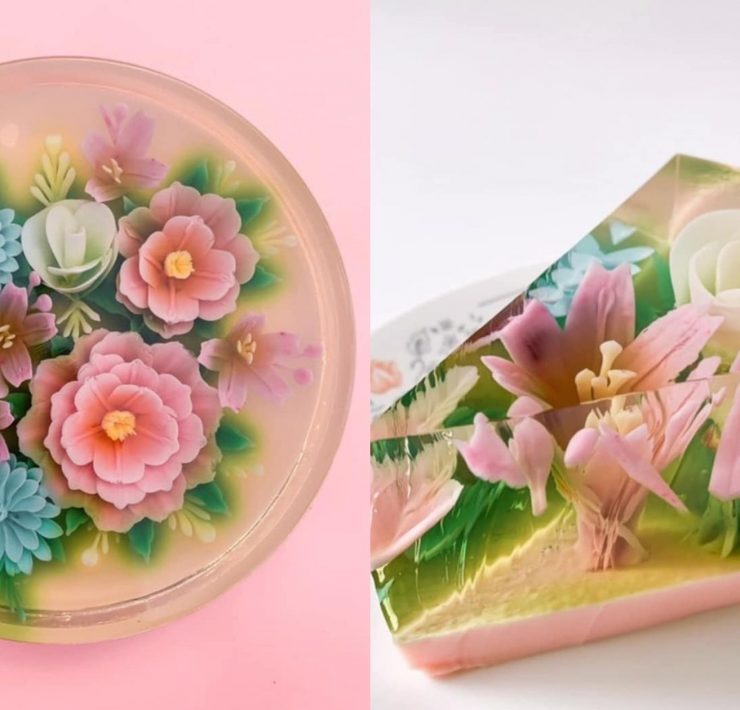 gelatin flower cake