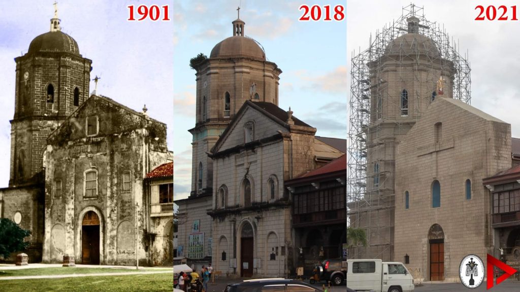 bauan church facade throughout the years 1901 2018 2021