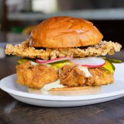 A photo of a tofu sandwich from Fowlbread