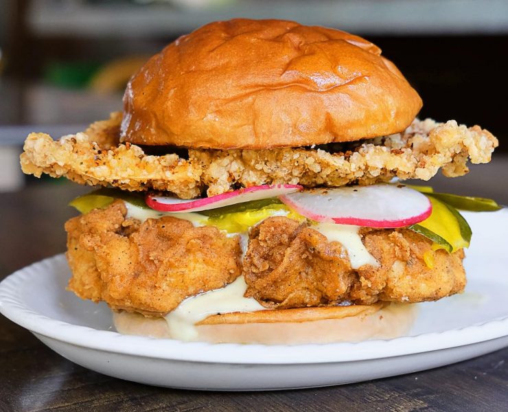 A photo of a tofu sandwich from Fowlbread