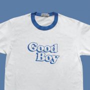 white tshirt with good boy print