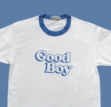 white tshirt with good boy print