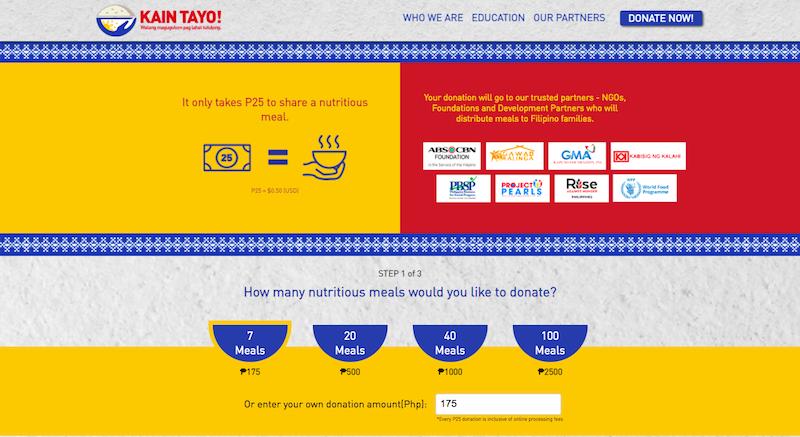 kain tayo pilipinas website donation
