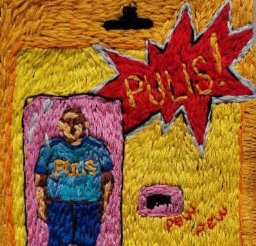 embroidery art with policeman design