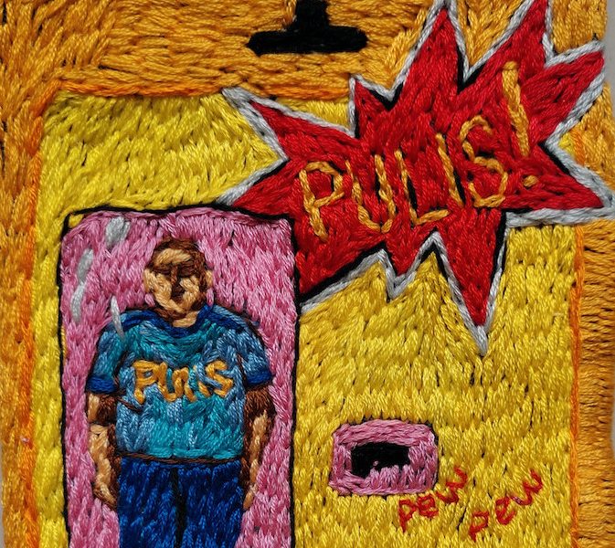 embroidery art with policeman design