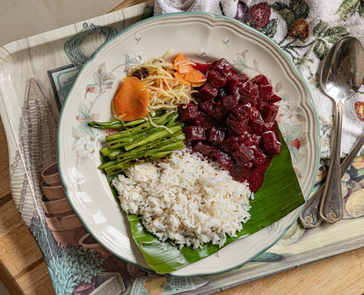 adobo beets with atsara and coconut lemongrass rice