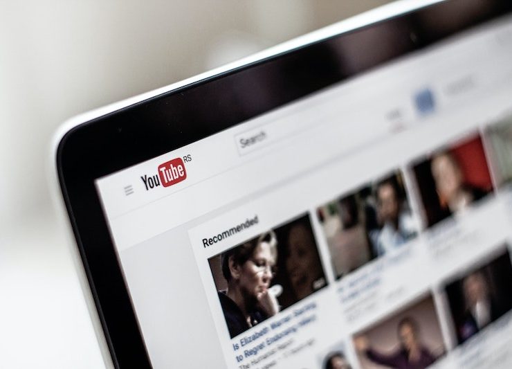 youtube open on a laptop