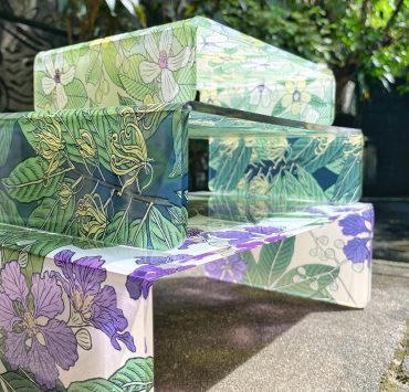 acrylic laptop stand native flowering trees print