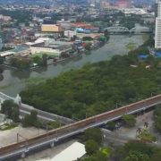 aerial view of arroceros forest park next to the pasig river