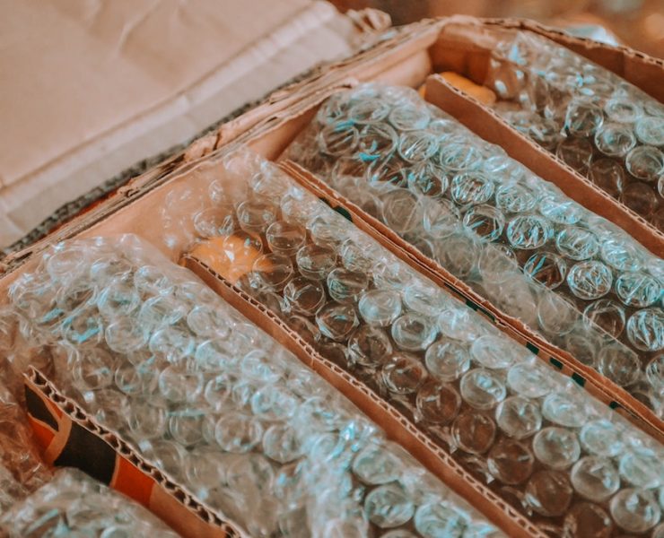 packages with plastic bubble wrap