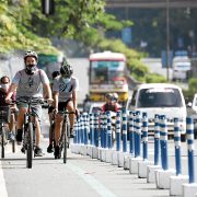 cyclists taking the bike lane in metro manila