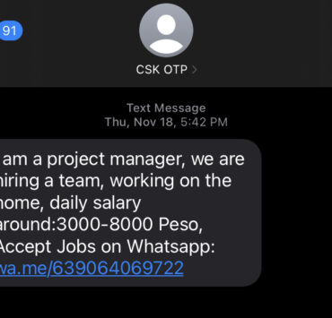 text job offer smishing