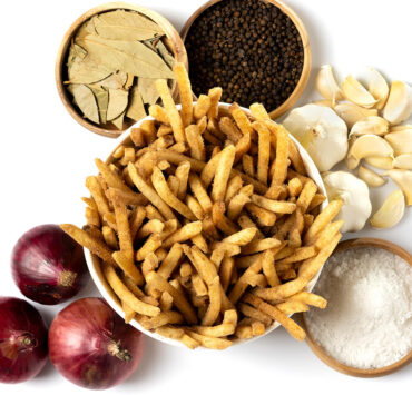 adobo flavored fries laid with adobo ingredients