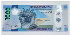 1000 peso bill 2022 with philippine eagle