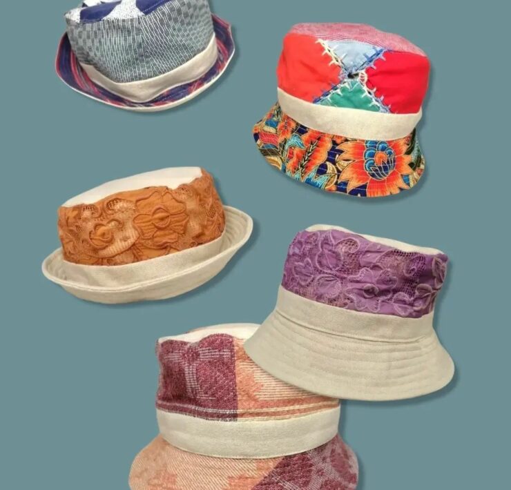 bucket hats made with deadstock fabric