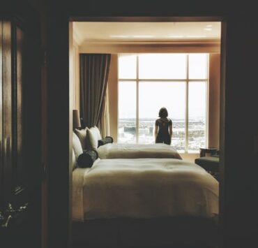 woman staying in a hotel