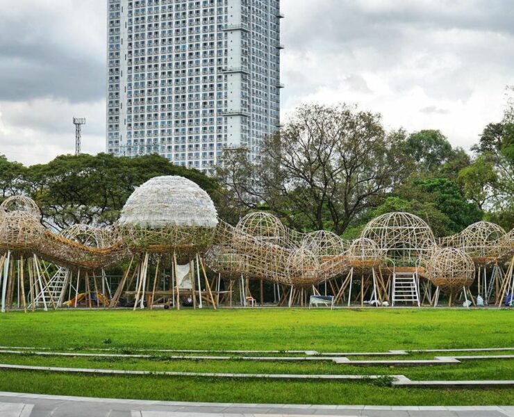 leeroy new bamboo spheres art installation ateneo de manila university