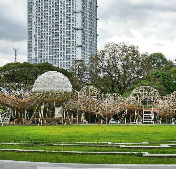 leeroy new bamboo spheres art installation ateneo de manila university