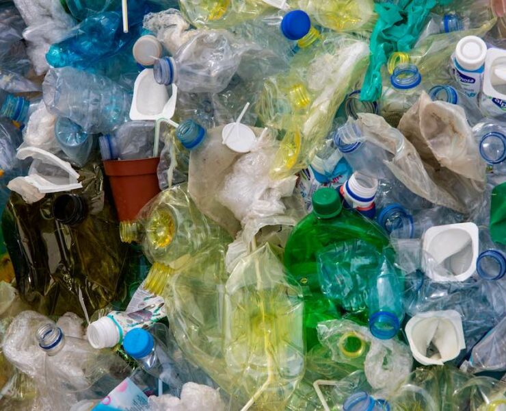 a clump of plastic bottles