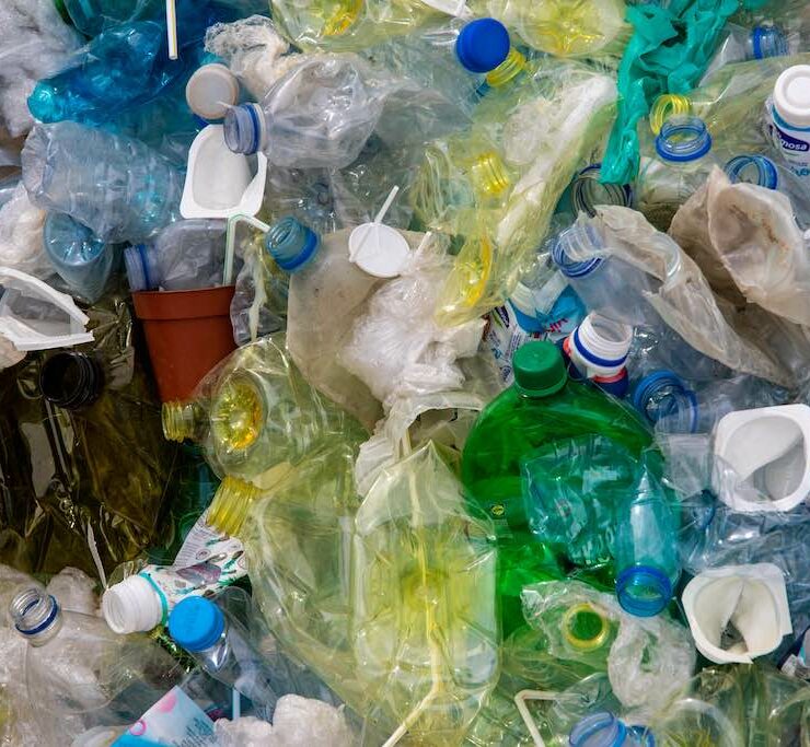 a clump of plastic bottles