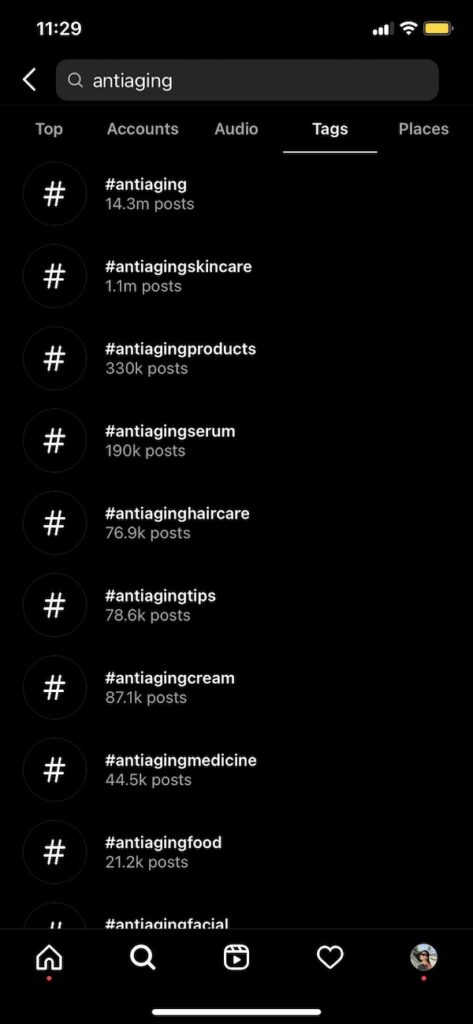 I think it's insane that the anti aging tag on Instagram has millions of posts and even more variations